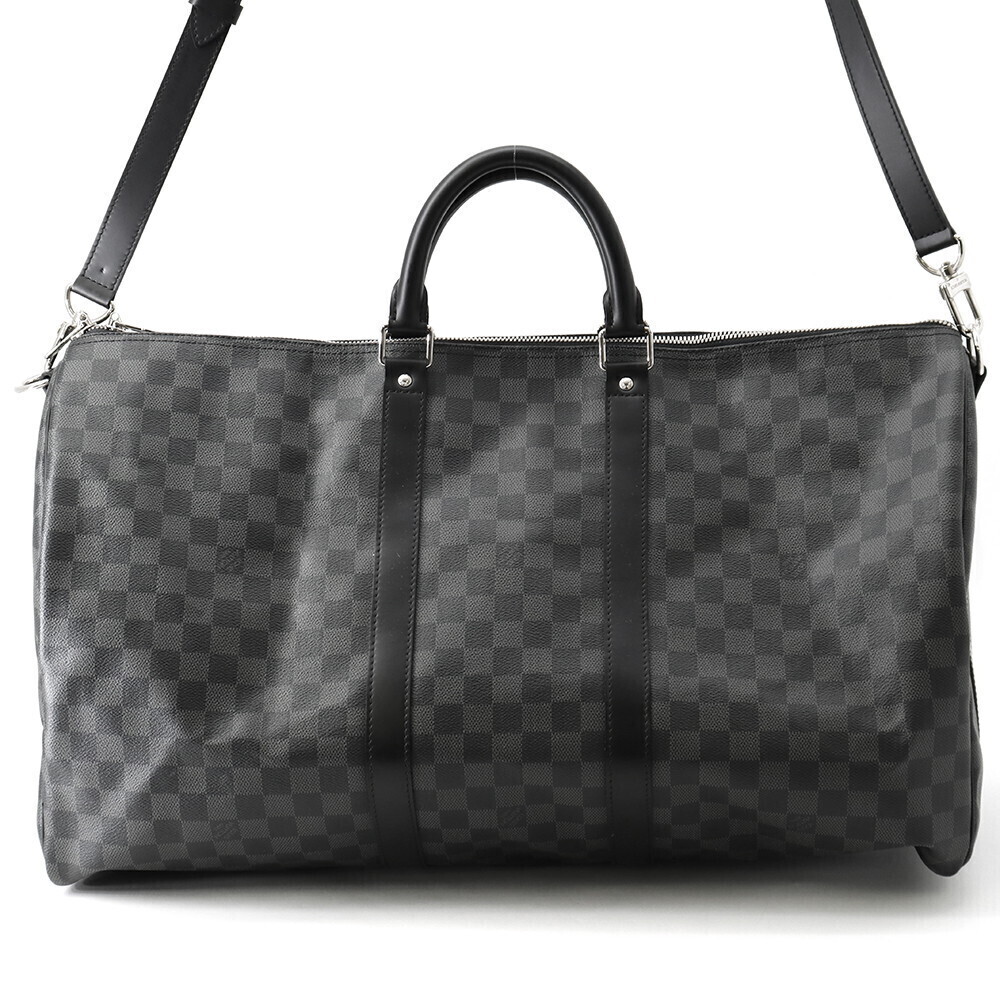 Louis Vuitton Boston Bag Damier Graphite Black Keepall Bandouliere Travel Black